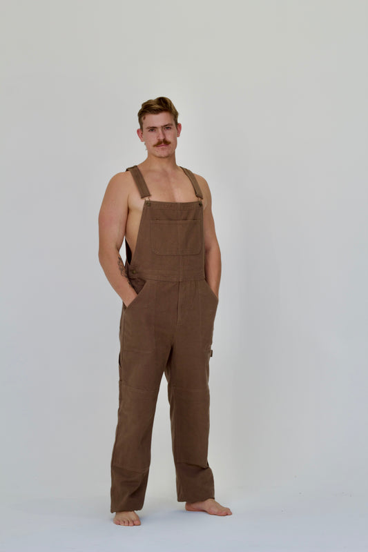 Mens Canvas Overalls Walnut