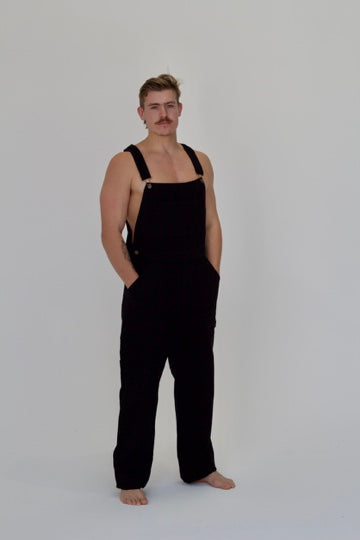 Mens Canvas Overalls Black